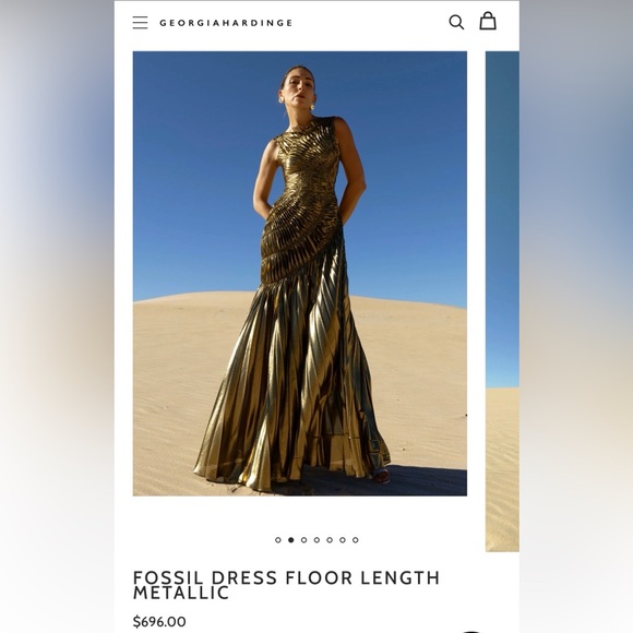 Georgia Hardinge Fossil Metallic Pleated Maxi Dress NWT Size 2 - Picture 7 of 7